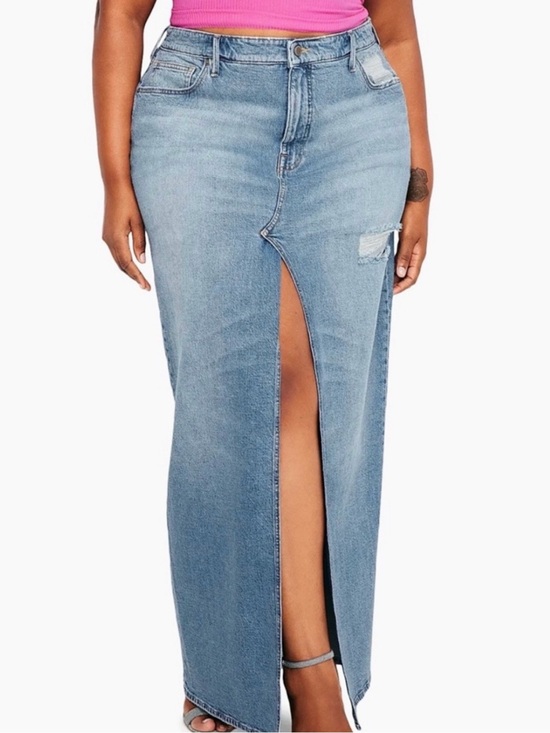 Good American Dresses & Skirts - Good American Light Blue Denim Maxi Skirt with Center Front Slit